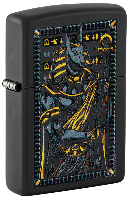 Zippo 46245 vžigalnik Egyptian God Anubus, Black Matte
