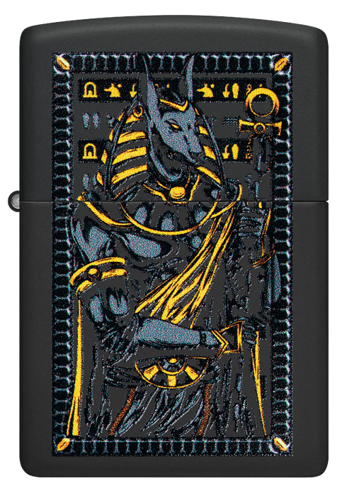Zippo 46245 vžigalnik Egyptian God Anubus, Black Matte