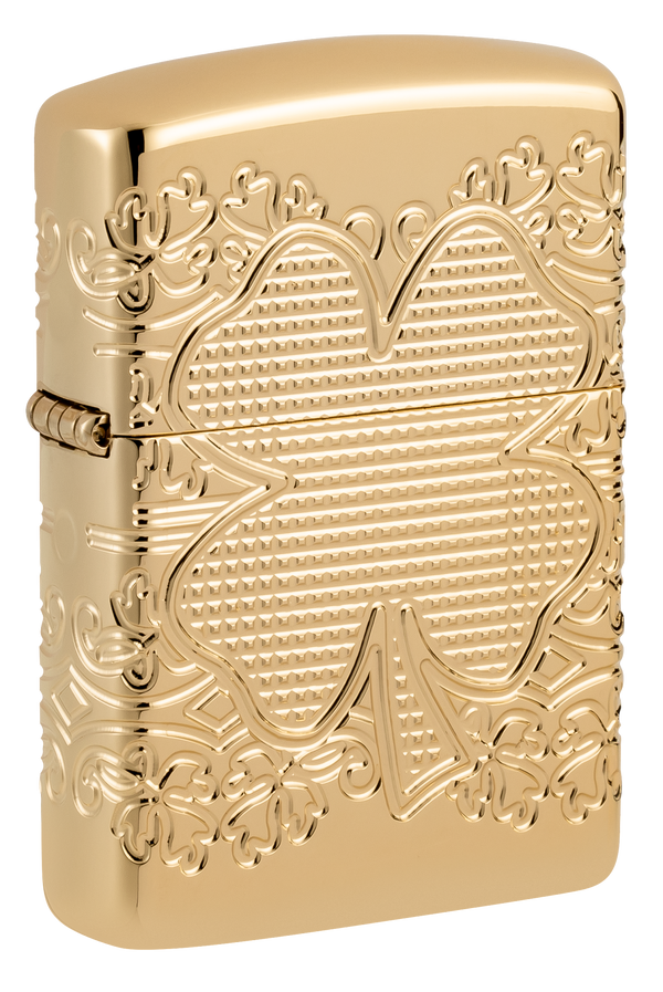 Zippo 46301 vžigalnik Armor Elegant Golden Clover, High Polish Gold Plate
