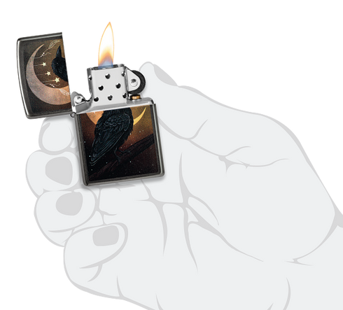 Zippo 47135 vžigalnik Crow and Crescent Moon