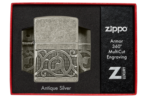Zippo vžigalnik 49290 Pattern Armor Antique Silver
