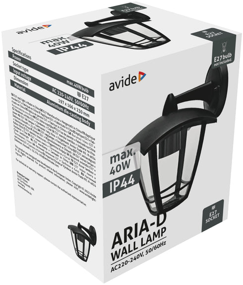 Svetilka zunanja Aria max40W 1xE27 IP44 črna AOWL-1XE27-ARIA-D