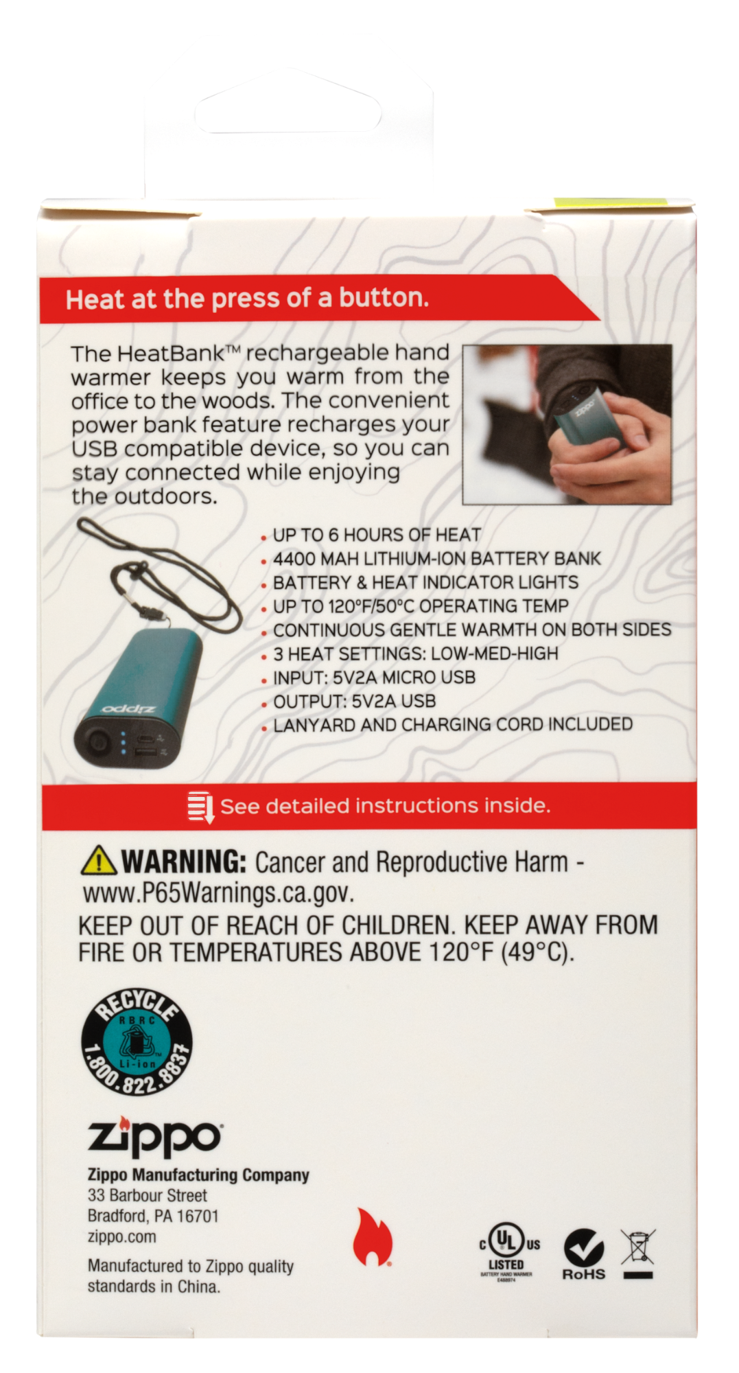 Zippo 2.007.398 HeatBank™ 6 - Polnilni grelec in Power Bank, Modra