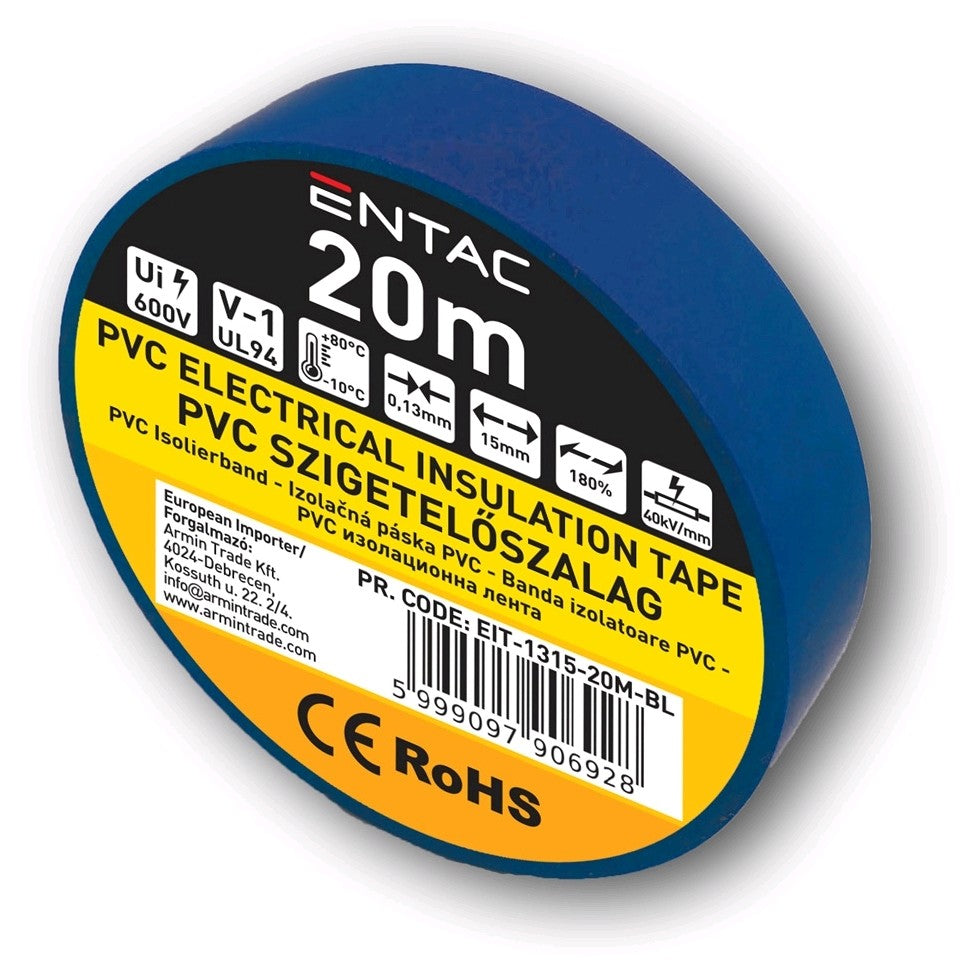 Entac 906928 Izolacijski trak 20m, 0.13x15 mm