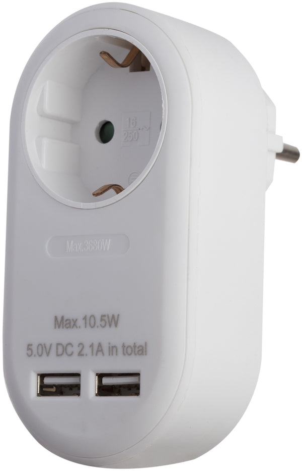 Entac 984728 Razdelilec 1x 16A in 2x USB bel