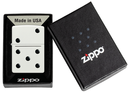 Zippo 46159 vžigalnik Dominos, White Matte