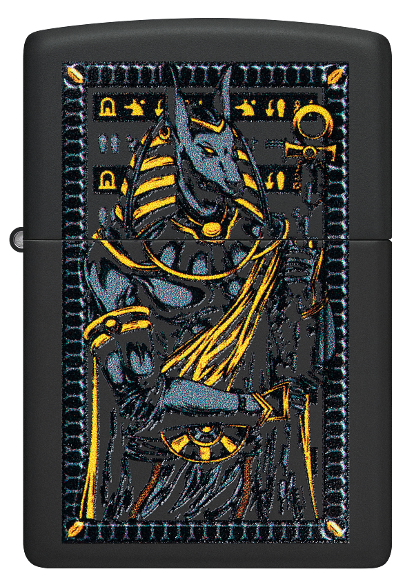 Zippo 46245 vžigalnik Egyptian God Anubus, Black Matte