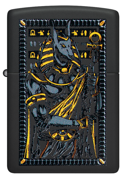 Zippo 46245 vžigalnik Egyptian God Anubus, Black Matte
