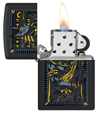 Zippo 46245 vžigalnik Egyptian God Anubus, Black Matte