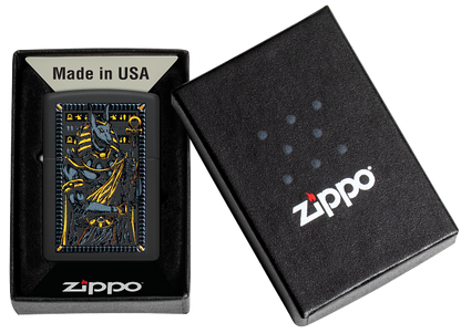 Zippo 46245 vžigalnik Egyptian God Anubus, Black Matte