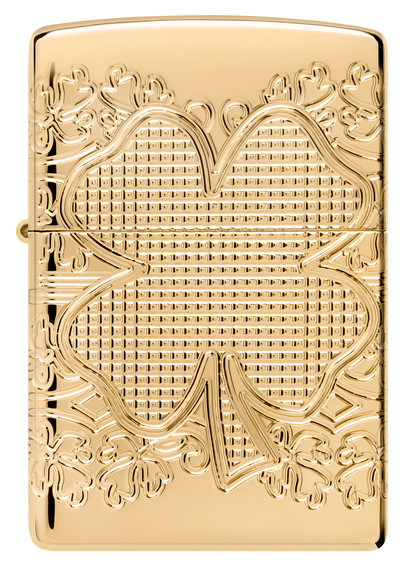 Zippo 46301 vžigalnik Armor Elegant Golden Clover, High Polish Gold Plate