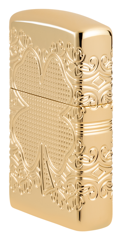 Zippo 46301 vžigalnik Armor Elegant Golden Clover, High Polish Gold Plate