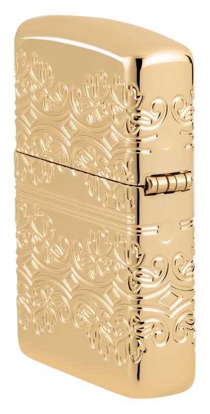 Zippo 46301 vžigalnik Armor Elegant Golden Clover, High Polish Gold Plate