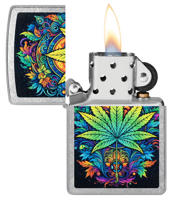 Zippo 46575 vžigalnik Psychedelic Cannabis, Street Chrome