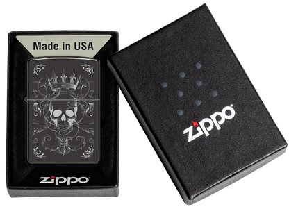 Zippo 46699 vžigalnik Gothic King Skull, High Polish Black