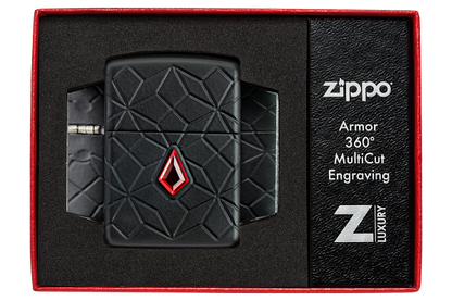 Zippo 46756 vžigalnik Red Jewel with Pattern Armor, Black Matte