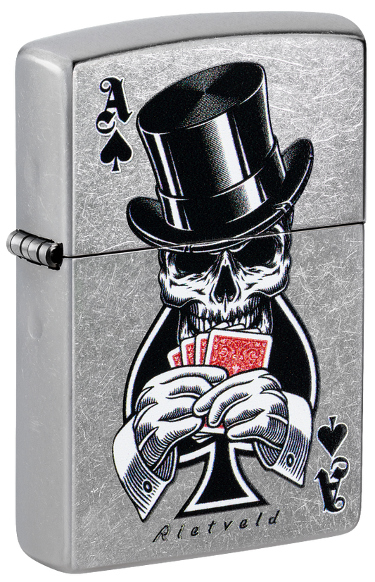 Zippo 47112 vžigalnik Gentleman Skull & Poker by Rietveld