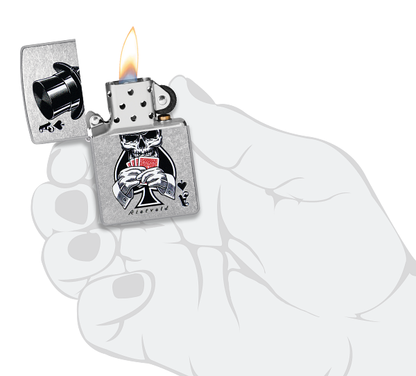 Zippo 47112 vžigalnik Gentleman Skull & Poker by Rietveld