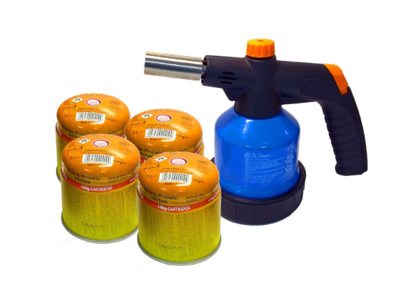 Set ElicoTech gorilnik spajkalni plinski RK-5004 + 4 kartuše 190g, 500402