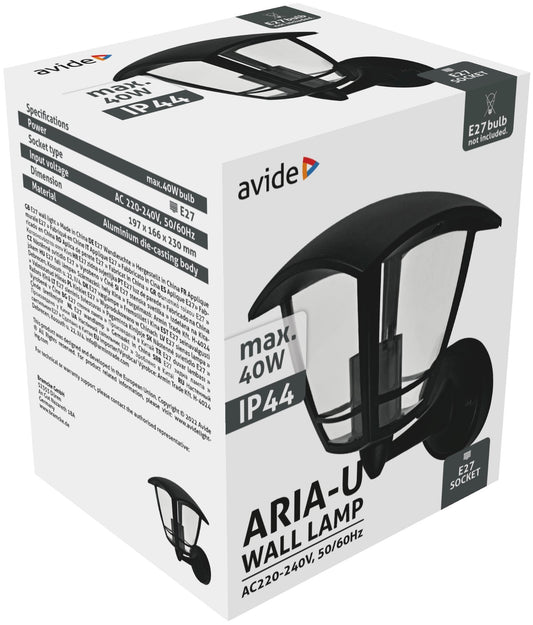 Svetilka zunanja Aria max40W 1xE27 IP44 črna AOWL-1XE27-ARIA-U
