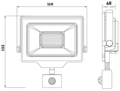 Reflektor Slim LED SMD 20W 6400K PIR ABLRFLCW-20W-PIR