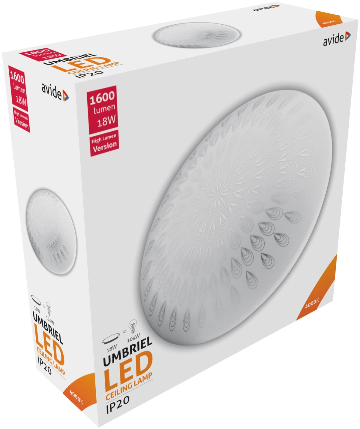 Avide 910222 Stropna svetilka Umbriel (Raindrop) LED 18W NW 1600 lm