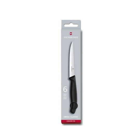 Victorinox 6.7233.6 Set nožev za zrezke 6v1, nazobčan črn 12 cm